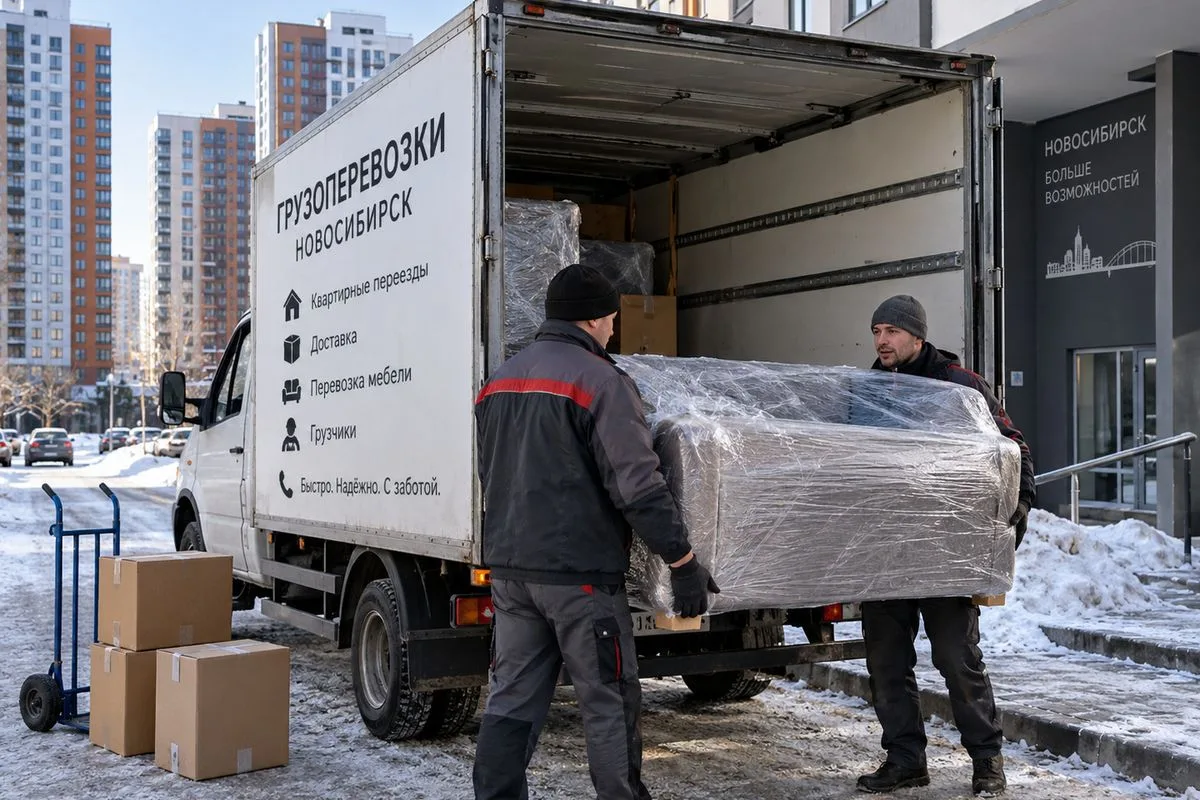 Фото перевозчика Переезды, межгород, вывоз мусора (24 часа): Газель 1,5–2 т · Будка, Новосибирск